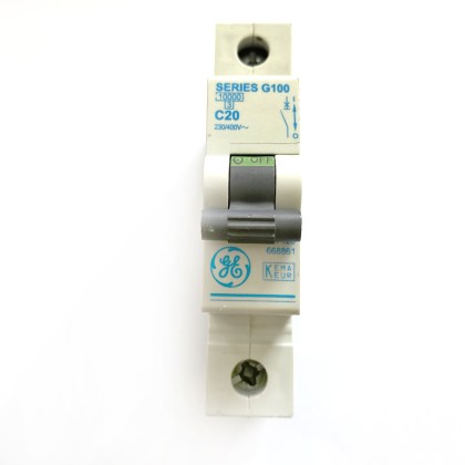 GE General Electric Series G100 V/395-007120 668861 C20 20A 20 Amp MCB Circuit Breaker Type C